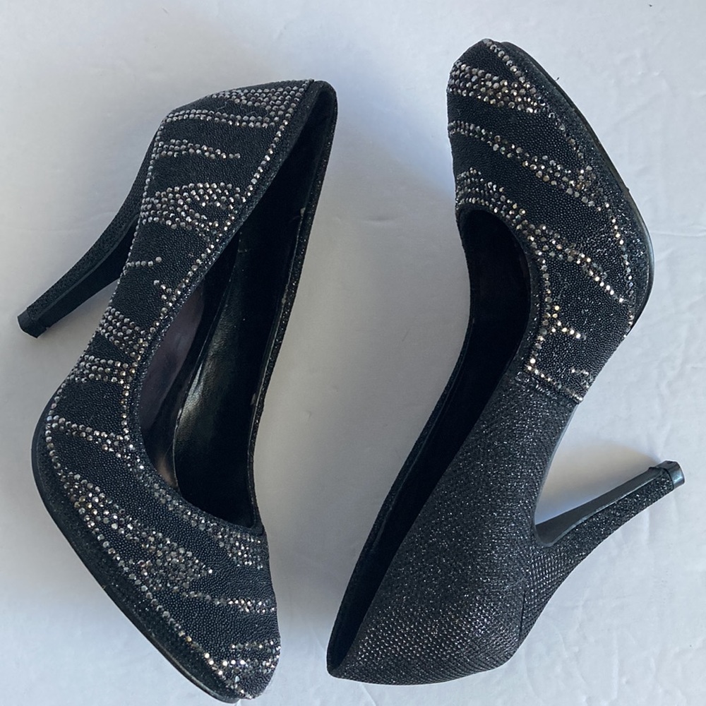 Bonnibel Sparkly Black Heels Size 6